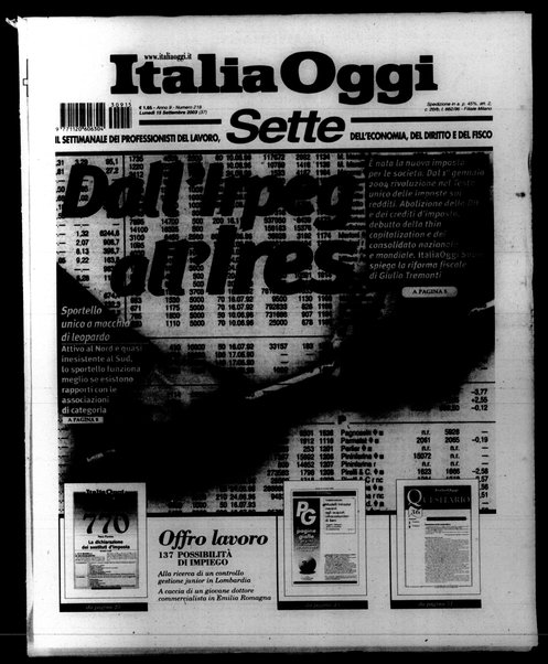 Italia oggi : quotidiano di economia finanza e politica